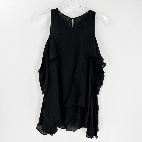 Nicole Miller Tops - Artelier Nicole Miller Black Cold Shoulder Silk Blouse